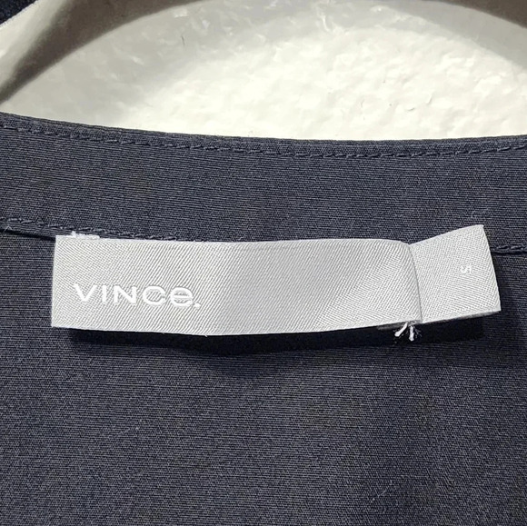 VINCE Classic Black Cotton Poplin Popover Dress - Size Small - Picture 5 of 8